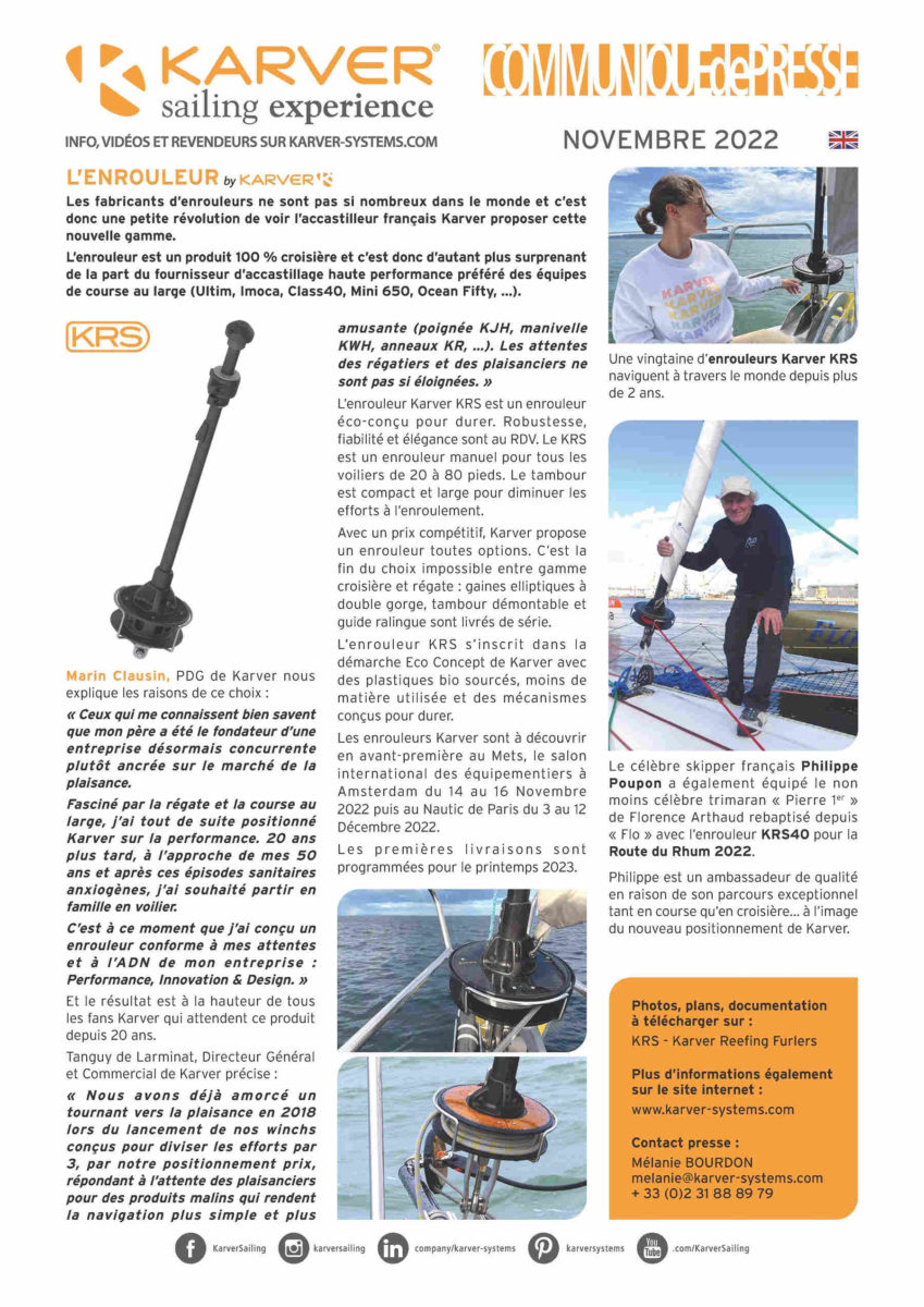 Communiqué de presse Karver enrouleurs KRS